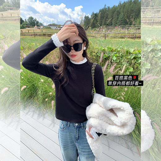 【110元任选2件】现货！ 2色蕾丝边T恤打底衫 商品图1