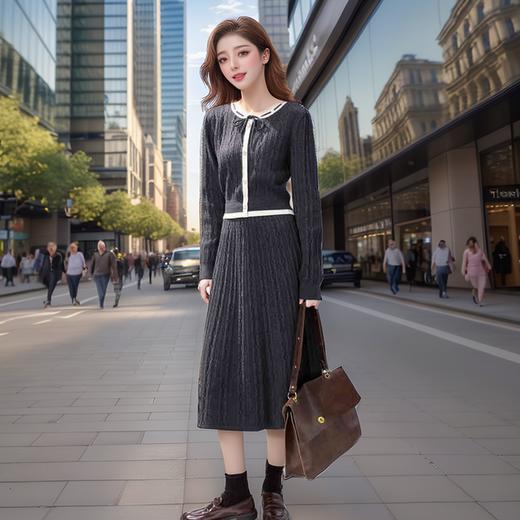 奢姿2024年秋季新款大码女装针织拼接套装胖妹妹温柔休闲风两件套9843991778 商品图0