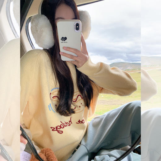 <曾小咸推荐>彩绘绣花毛衣 商品图1