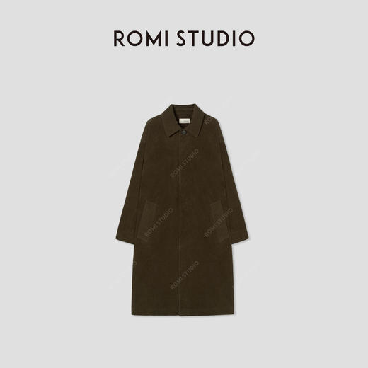ROMI STUDIO“温柔有度”100棉哑光灯芯绒酵洗宽松直筒风衣441F9189 商品图0