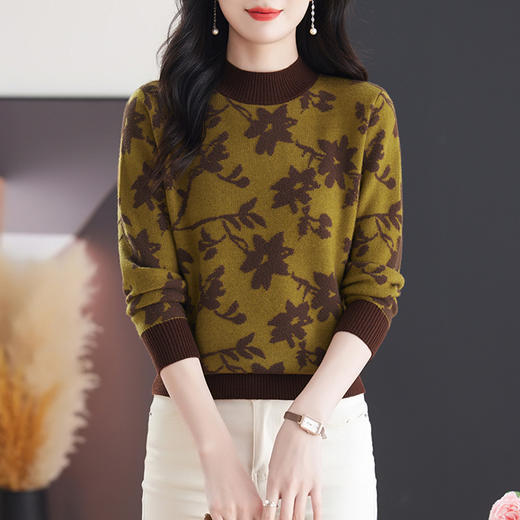 CC-103-7928半高领毛衣女秋冬2024年新款内搭洋气宽松针织衫打底上衣 商品图3