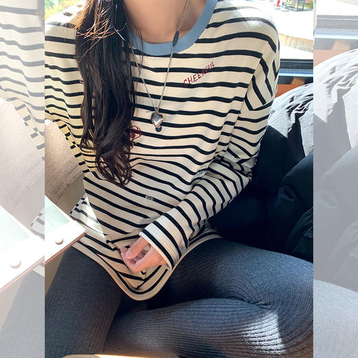 <曾小咸推荐>2.17现货秒杀 ！微信超特价！韩系条纹T恤 日常119.99 立减50 秒杀69.99！！ 商品图3