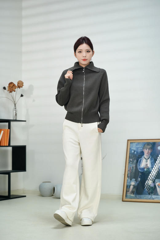 【直播369】臣禾大翻领拉链开衫 JZ244090218 商品图1