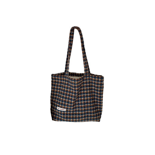 【千鸟格包包】韩风ins帆布包女毛呢小千鸟格单肩包 大容量休闲逛街托特包 商品图4