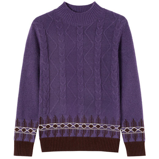 CC-103-7940秋冬毛衣女宽松百搭上衣半高领提花羊毛厚款针织衫 商品图4