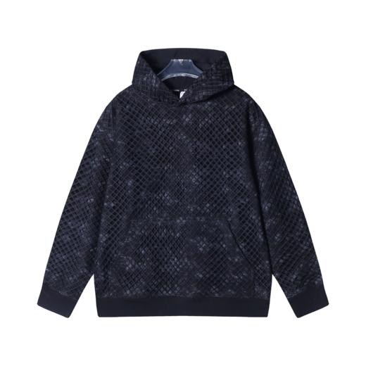 秋冬新款男士连帽网格纹套头时尚美式街头宽松长袖百搭休闲卫衣 商品图1