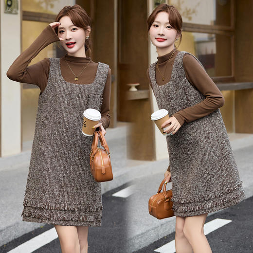 秋冬连衣裙气质小香风毛呢背心裙短裙套装HR-YQ9713 商品图2