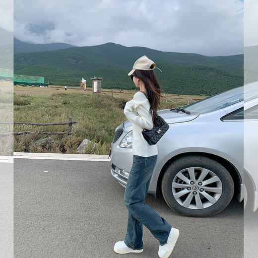 <曾小咸推荐>韩版复古高腰直筒牛仔裤宽松阔腿裤 商品图4