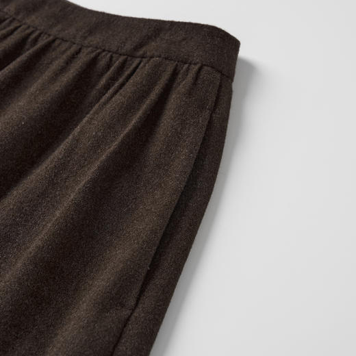 ROMI STUDIO“法式优雅”绵羊毛混纺松紧腰捏褶宽松A字半裙431X8114 商品图3