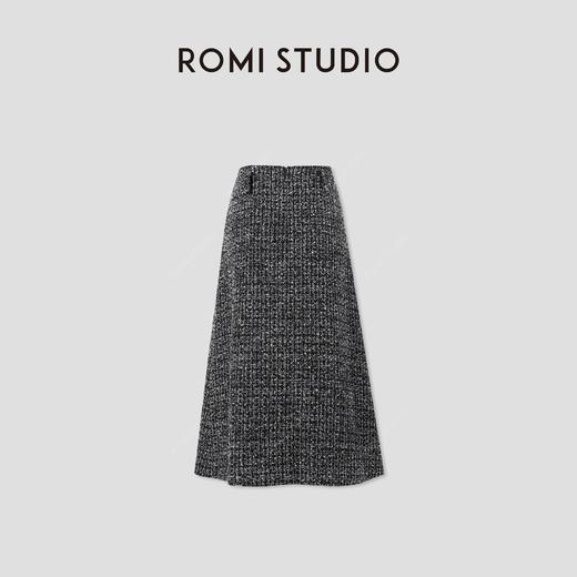 ROMI STUDIO“法式优雅”绵羊毛混纺点子纱粗花呢半裙 RW24LXY0263 商品图1