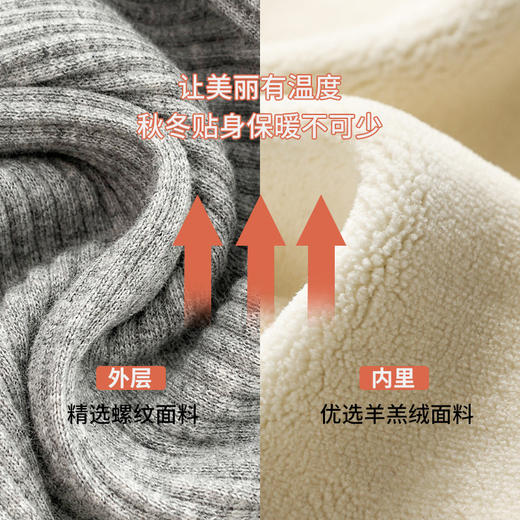 「螺纹设计！加不加绒可选」羊羔绒打底裤女外穿加绒加厚秋冬季撞色彩口保暖棉裤灰色高腰秋裤下装 商品图3