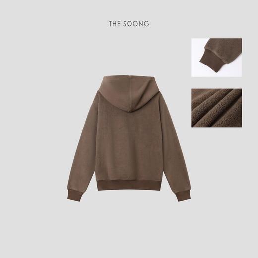 THESOONG  “奥粒绒”*复古短款柔软棕色连帽卫衣HBWCWY8060 商品图2