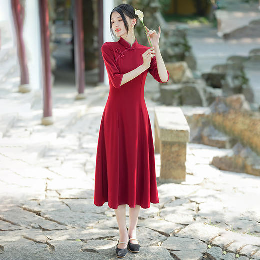 老上海复古仿醋酸长款旗袍秋季新款喜婆婆喜妈妈装GSJ567 商品图2