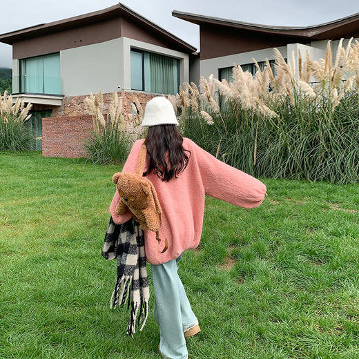 【269元任选2件】现货！成本巨贵，拍下包赚！韩系甜美温柔粉色宽松显瘦毛衣开衫 商品图3