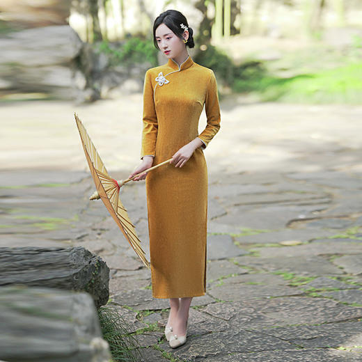 秋冬加厚雪丝绒少女长款旗袍TX9180 商品图1