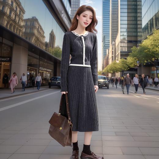 奢姿2024年秋季新款大码女装针织拼接套装胖妹妹温柔休闲风两件套9843991778 商品图3