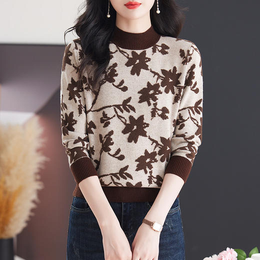 CC-103-7928半高领毛衣女秋冬2024年新款内搭洋气宽松针织衫打底上衣 商品图2