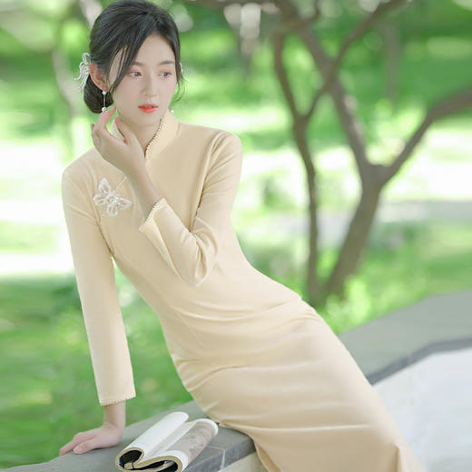 秋冬加厚雪丝绒少女长款旗袍TX9180 商品图2