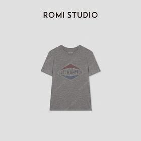 ROMI STUDIO“美式复古” 花纱感圆领做旧印花短袖T恤 RW24RS40894