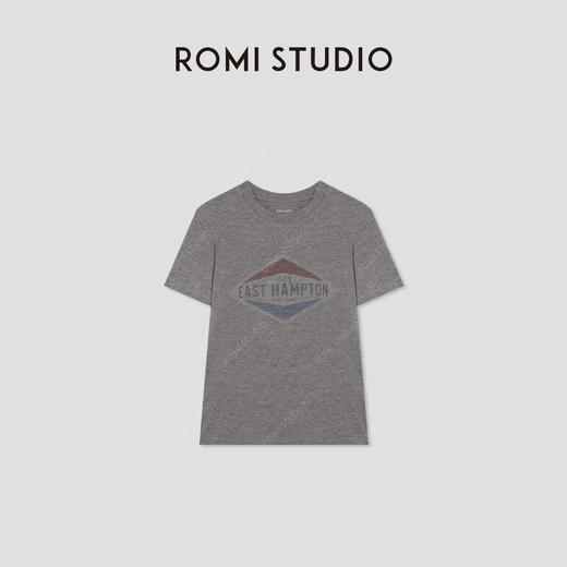 ROMI STUDIO“美式复古” 花纱感圆领做旧印花短袖T恤 RW24RS40894 商品图0