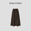 ROMI STUDIO“法式优雅”绵羊毛混纺松紧腰捏褶宽松A字半裙431X8114 商品缩略图0