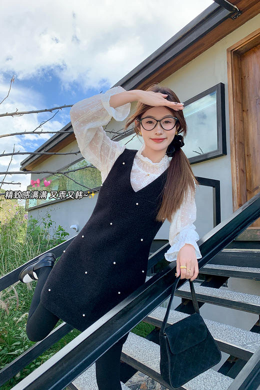 【折后再享2件88折】最后一波现货！小香风珍珠背心连衣裙两件套 日常189.99/件 立减50 秒杀139.99/件！！ 商品图5