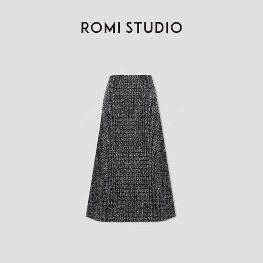 ROMI STUDIO“法式优雅”绵羊毛混纺点子纱粗花呢半裙 RW24LXY0263 商品图0