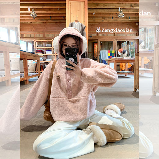 【折后再享2件88折】 秋冬品质现货，反季大清仓！抢到就是赚到！羊羔毛连帽卫衣 日常259.99/件 立减130 秒杀129.99/件！！ 商品图2