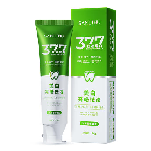 【3支】377祛渍增白牙膏、清新口气、微粒渗透、5种口味可选、120g/支、粤国牙膏网备字2024703552-2 商品图8
