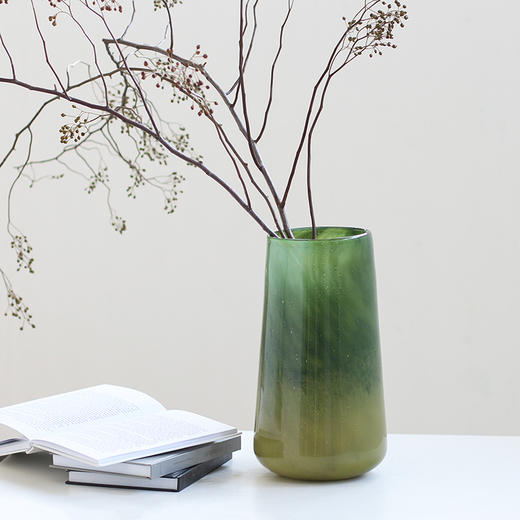 北欧创意绿野仙踪渐变气泡敞口大肚子琉璃花瓶客厅吊钟鲜花插花器 商品图0