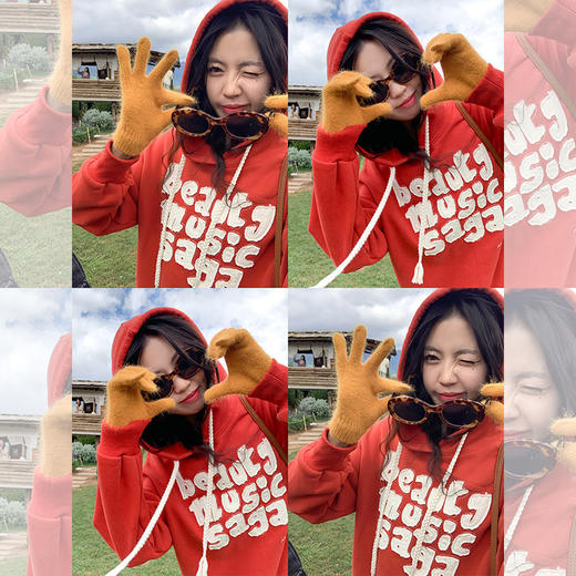 <曾小咸推荐>加绒港风红色字母宽松连帽卫衣 日常189.99/件 立减100 秒杀89.99/件！！ 商品图1