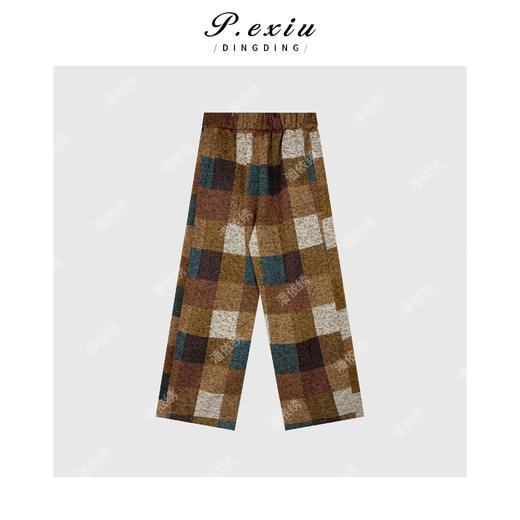 03-5潘依绣丁丁宠粉PanYiXiu/潘依绣【珍妮糖果屋】多彩撞色格子氛围直筒休闲裤W-62555 商品图2