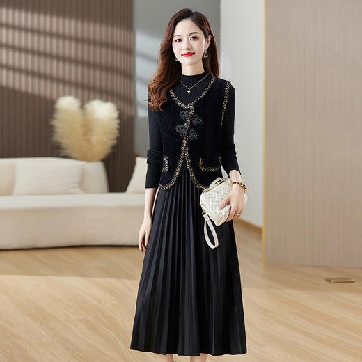 韩版修身中长款两件套连衣裙HR-XXM351 商品图2