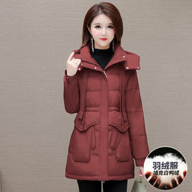 连帽宽松休闲羽绒服，加厚白鸭绒保暖外套QYM-JJ-XDH24833-Y