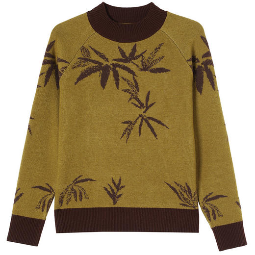 CC-103-7931新款时尚复古提花针织衫毛衣女士宽松厚款半高领百搭减龄上衣 商品图4