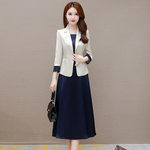 秋款中长款洋气内搭连衣裙通勤气质小西装套装QYM-YJ-22D06X-L 商品图0