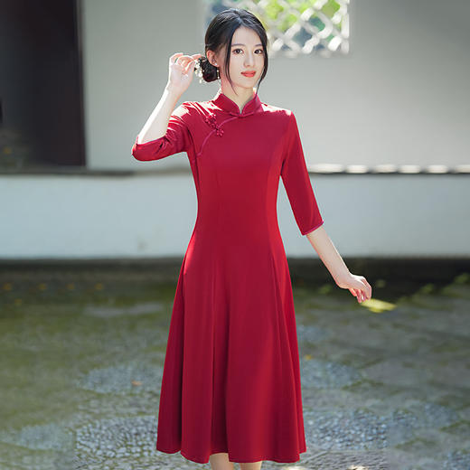 老上海复古仿醋酸长款旗袍秋季新款喜婆婆喜妈妈装GSJ567 商品图1