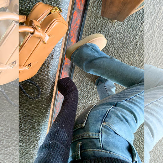 <曾小咸推荐>复古蓝色加绒微喇叭牛仔裤 商品图1