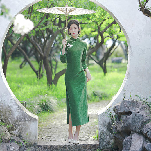 秋冬加厚雪丝绒少女长款旗袍TX9180 商品图3