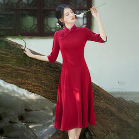 老上海复古仿醋酸长款旗袍秋季新款喜婆婆喜妈妈装GSJ567