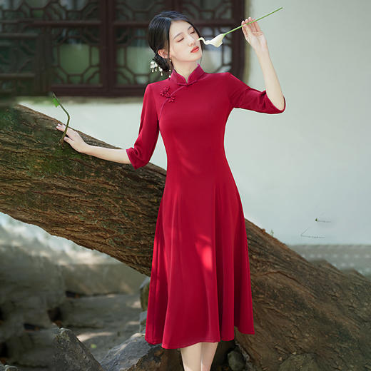 老上海复古仿醋酸长款旗袍秋季新款喜婆婆喜妈妈装GSJ567 商品图0