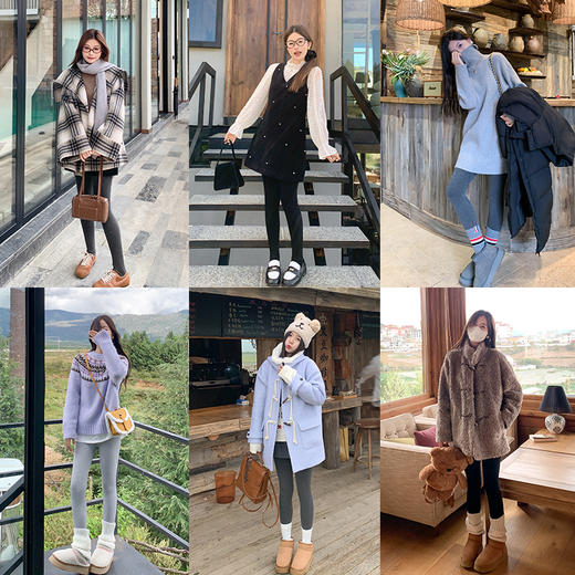 <曾小咸推荐>4色踩脚连脚版本棉感薄绒竖条打底裤 商品图4