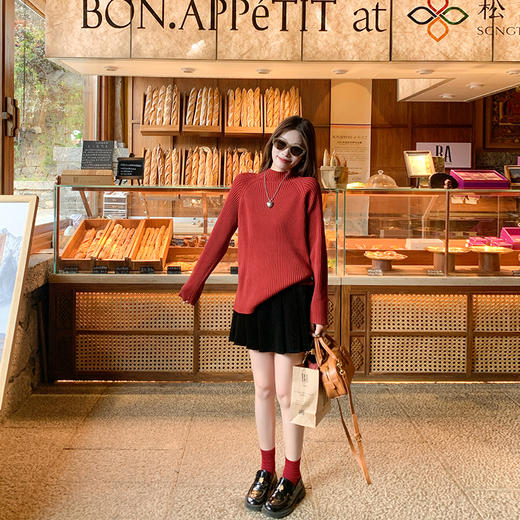 <曾小咸推荐>高级感黑色丝绒百褶裙高腰A字半身裙 商品图4