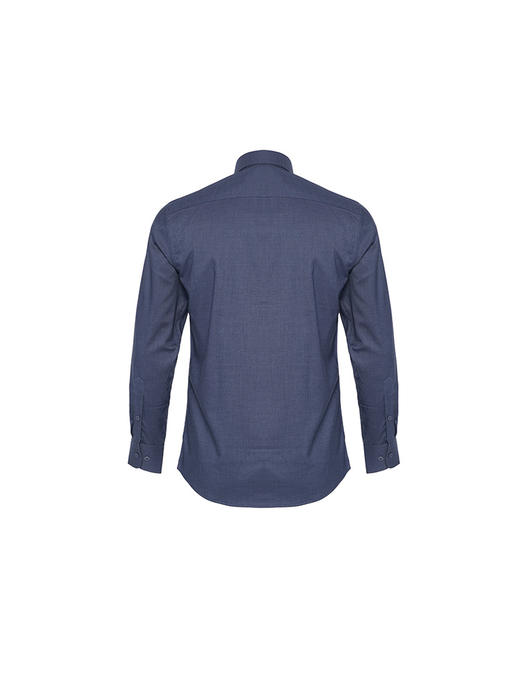 callisto深蓝色莫代尔混纺长袖衬衫 商品图1