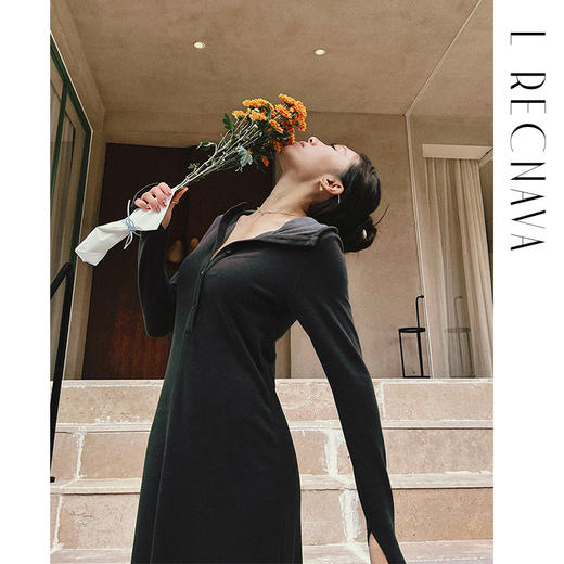 lanlan自留款【山羊绒+桑蚕丝】长款连帽可开扣加绒连衣裙 单穿内搭都超美 孕妇也友好 商品图5