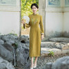2024秋款长款复古文艺黄色改良年轻款旗袍QMR 商品缩略图3