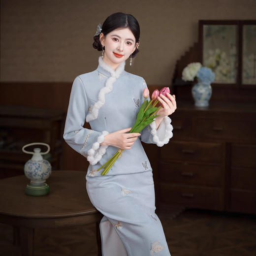 冬季新款改良日常复古旗袍TMY7936 商品图1