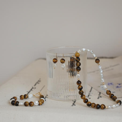 秋冬最in 雅丹风怎么能错过？大地中的矿物宝石·天然虎眼石+巴洛克珍珠ji强光+14k注金和银镀金配件 又是能量up的一款 商品图2