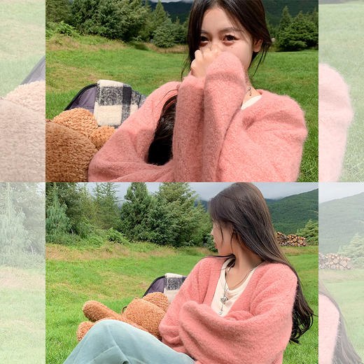 【269元任选2件】现货！成本巨贵，拍下包赚！韩系甜美温柔粉色宽松显瘦毛衣开衫 商品图4