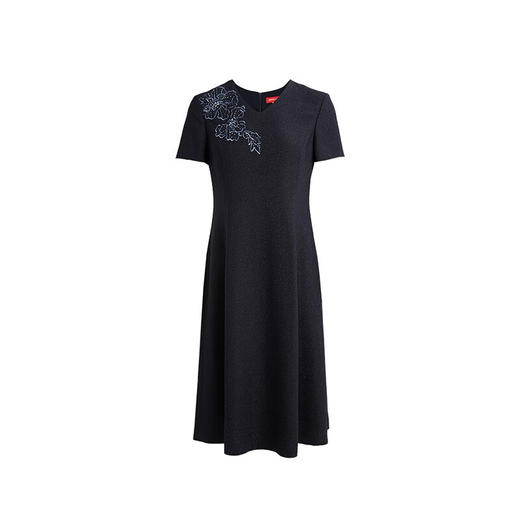 皮尔卡丹女装国风刺绣V领通勤修身短袖连衣裙P2202D2151N0
 商品图4